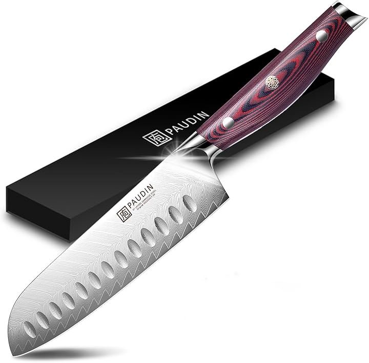 三徳包丁 180mm ダマスカス VG10 ステンレス 鋭い切れ味 両刃 左利き用 ほうちょう キッチンナイフ お肉・野菜・果物など幅広い対応 家庭用(シルバー)