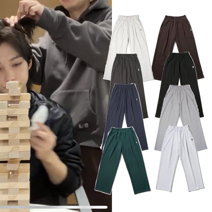 [Stray Kidsスンミン着用] ワンタック ワイド スウェットパンツ 8colorロングパンツ