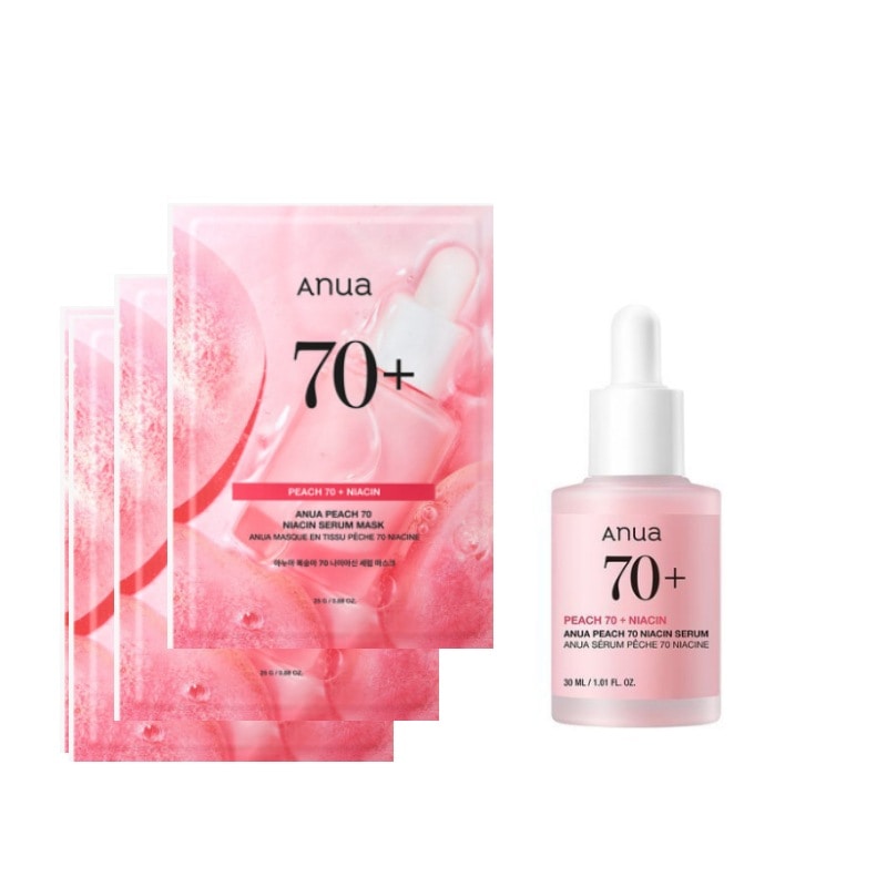 桃70 ナイアシンマスクパック(3枚)+桃70％ナイアシンセラム, 30ml