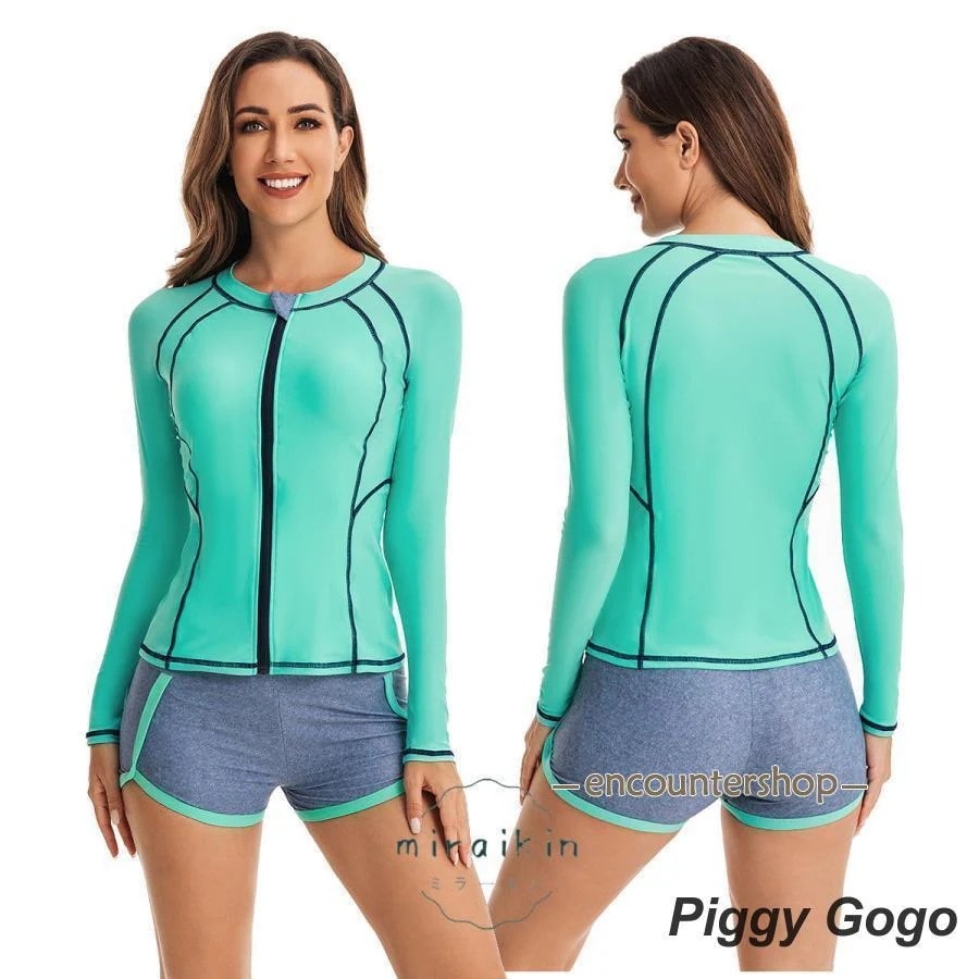 体型カバー フィットネス水着 セット レディース めくれ防止 長袖 紫外線防止 着心地 サーフィン 競泳水着 レディース セ 水泳 代30代40代フィットネス水着 競泳水着 日焼け止め セパレート