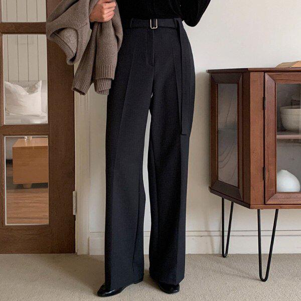 （PT）裏起毛ベルトパンツ 冬 女性 裏起毛 バンディングパンツ