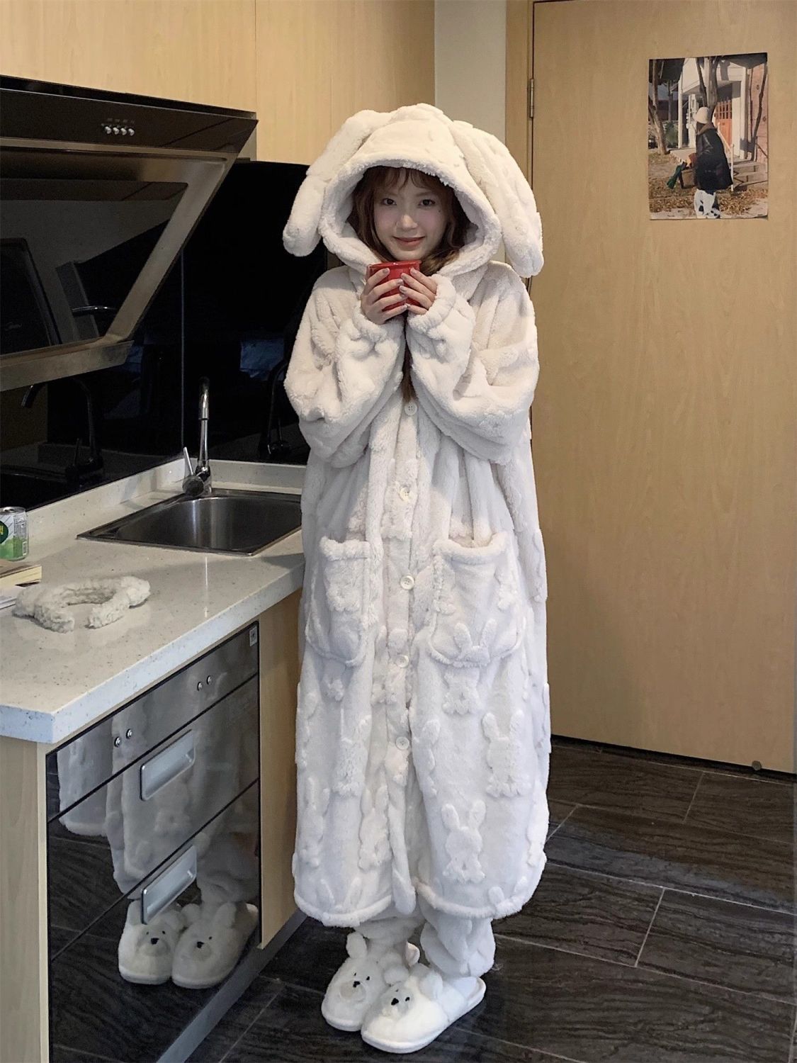 大好評 着ぐるみパジャマ秋冬 パジャマ コーラルフリース かわいい ウサギ レディース ファッション 韓国ファッション 裹起毛男女同じカップル学生 部屋着セット 修学旅行 46aa542