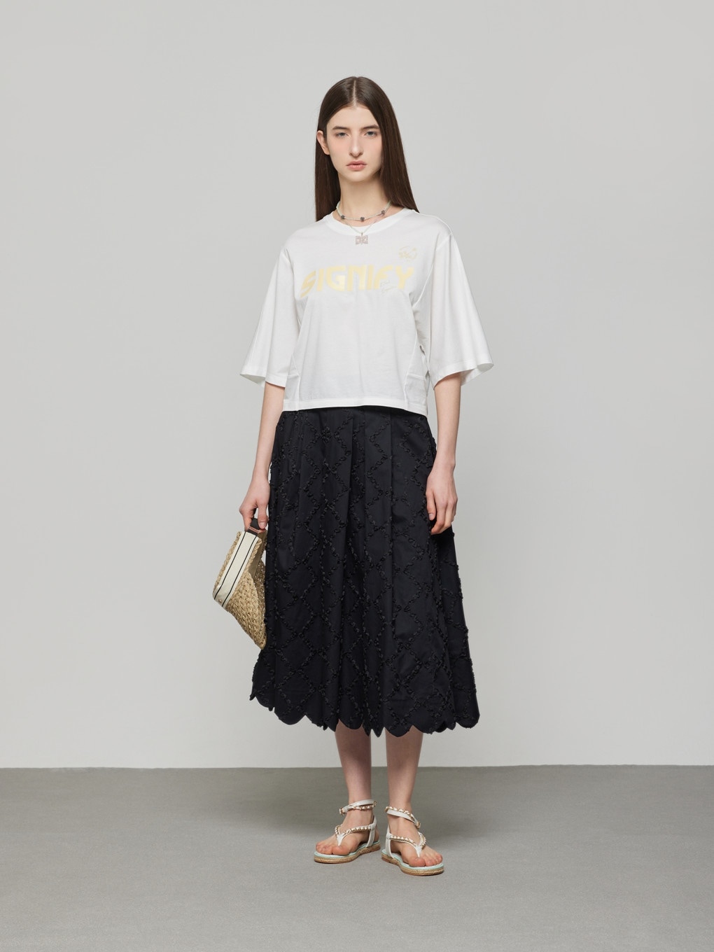 DEWL ドロップ ショルダー プリント Tシャツ