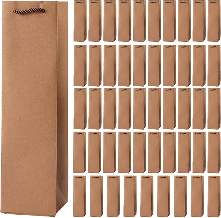 ワイン 袋 大量 ワインバッグ 紙袋 手提げ袋 ギフトバッグ 縦長 酒袋(クラフト, 100枚)
