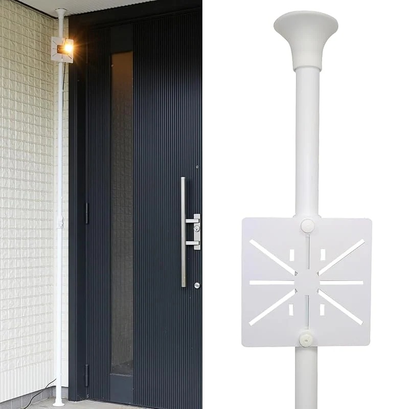 【即納】[山善] 防犯カメラ 取付金具 突っ張り棒 工事不要 屋内 室内 防犯ライト 人感センサー 監視カメラ かんたん突っ張り(実用新案取得済) 幅15×奥行9.5×高さ155-315cm 組立品