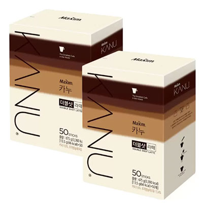 【100個入り】ダブルショットラテ コーヒー 13.5g x 50スティック x 2箱/韓国コーヒー