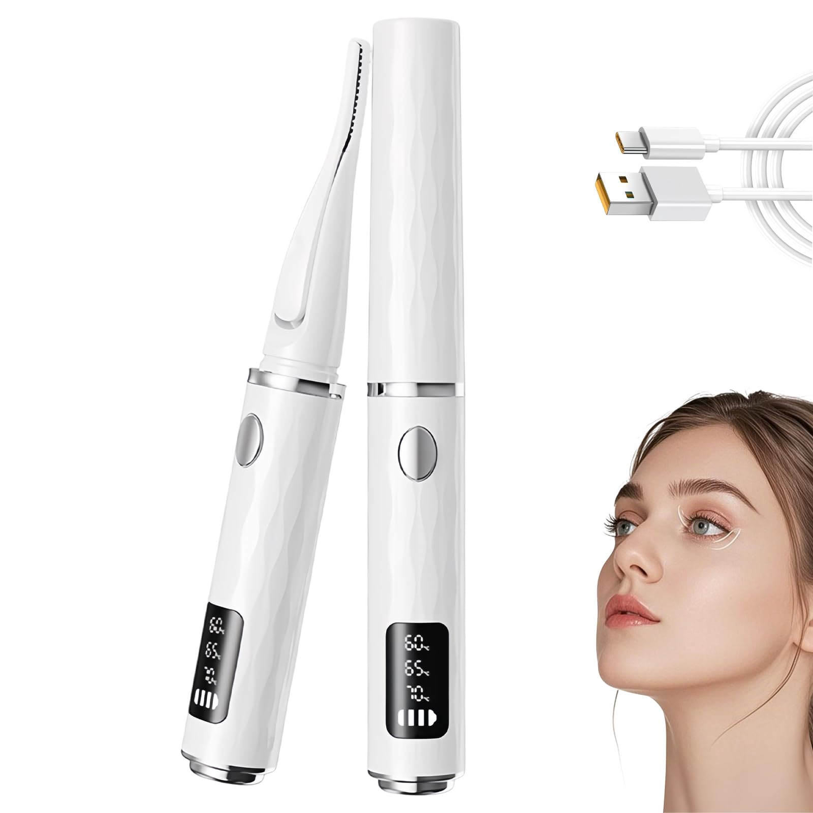 ホットアイラッシュカーラー - USB充電式電動アイラッシュカーラー 3つのヒート設定10秒高速カールアンチやけど両面コーム長持ちするボリュームのあるまつ毛旅行メイクアップツール 女性用