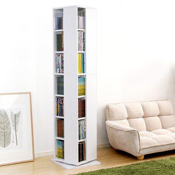 回転本棚 回転式本棚 7段 回転ブックラック 回転式ブックラック 大容量 木目 高級感 インテリア おしゃれ