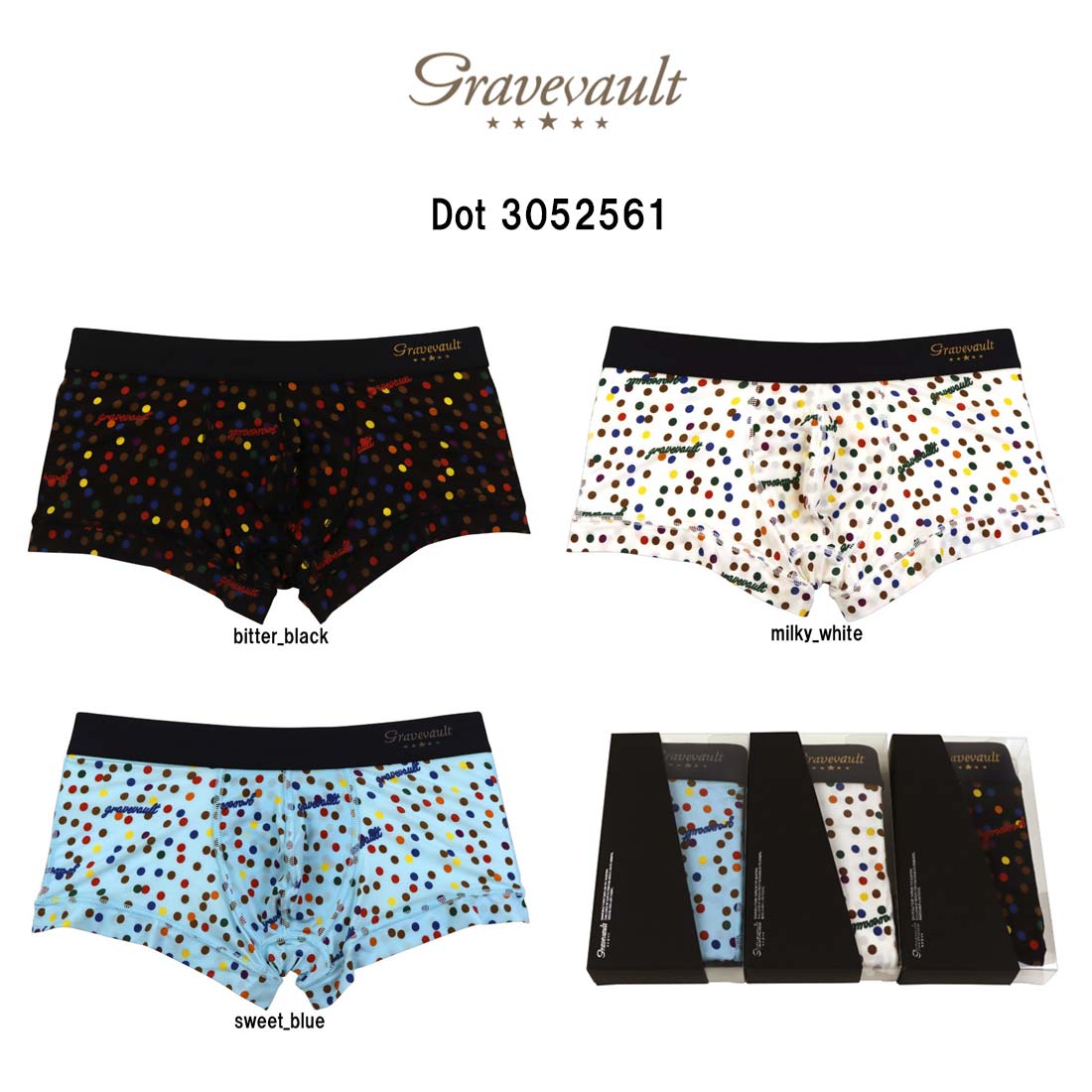 gravevault ボクサーパンツ ローライズ 前閉じ ナイロン 日本製 ラグジュアリー ギフト メンズ 男性用 下着 Dot 3052561
