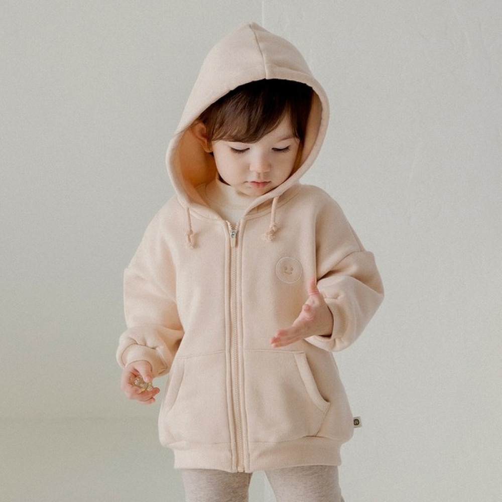 [ハッピープリンス] レーズンフード付き起毛ベビージップアップ