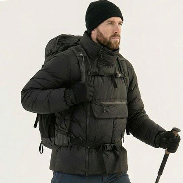 男性用冬ジャンパー アウトドア 厚手 斜めジッパー ショートパディング PT ポケット パディング