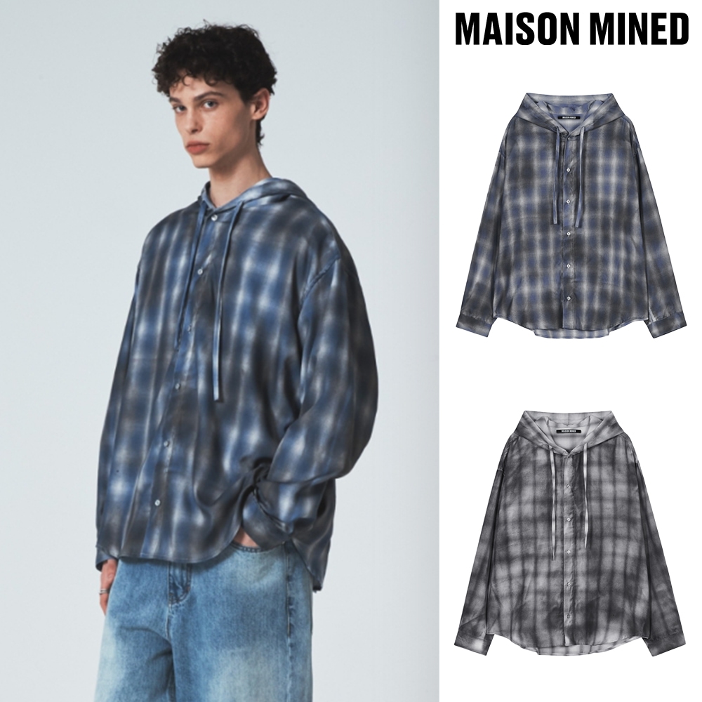【MAISON MINED】 FAINT CHECK HOOD SHIRTS
