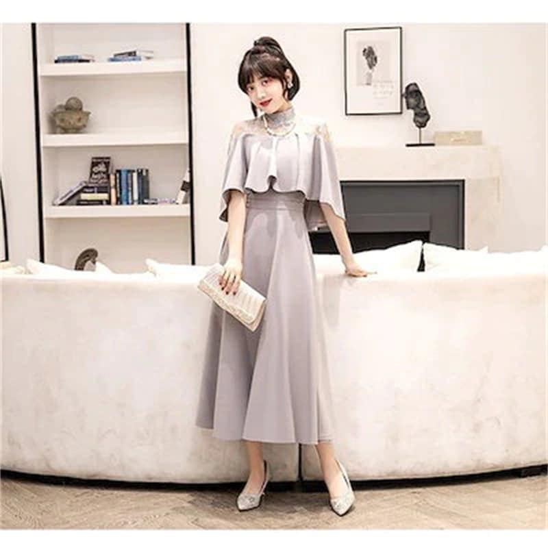 ドレス 結婚式 お呼ばれ パーディー ミモレ丈 パーティードレス レースドレス ワンピース おしゃれ フォーマル 二次会 パーティー お呼ばれ 演奏会 成人式