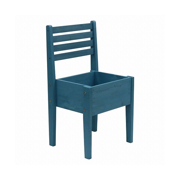 住まいスタイル 天然木製チェア型プランタースタンド 幅40cm ブルー CP40BLU メーカー直送