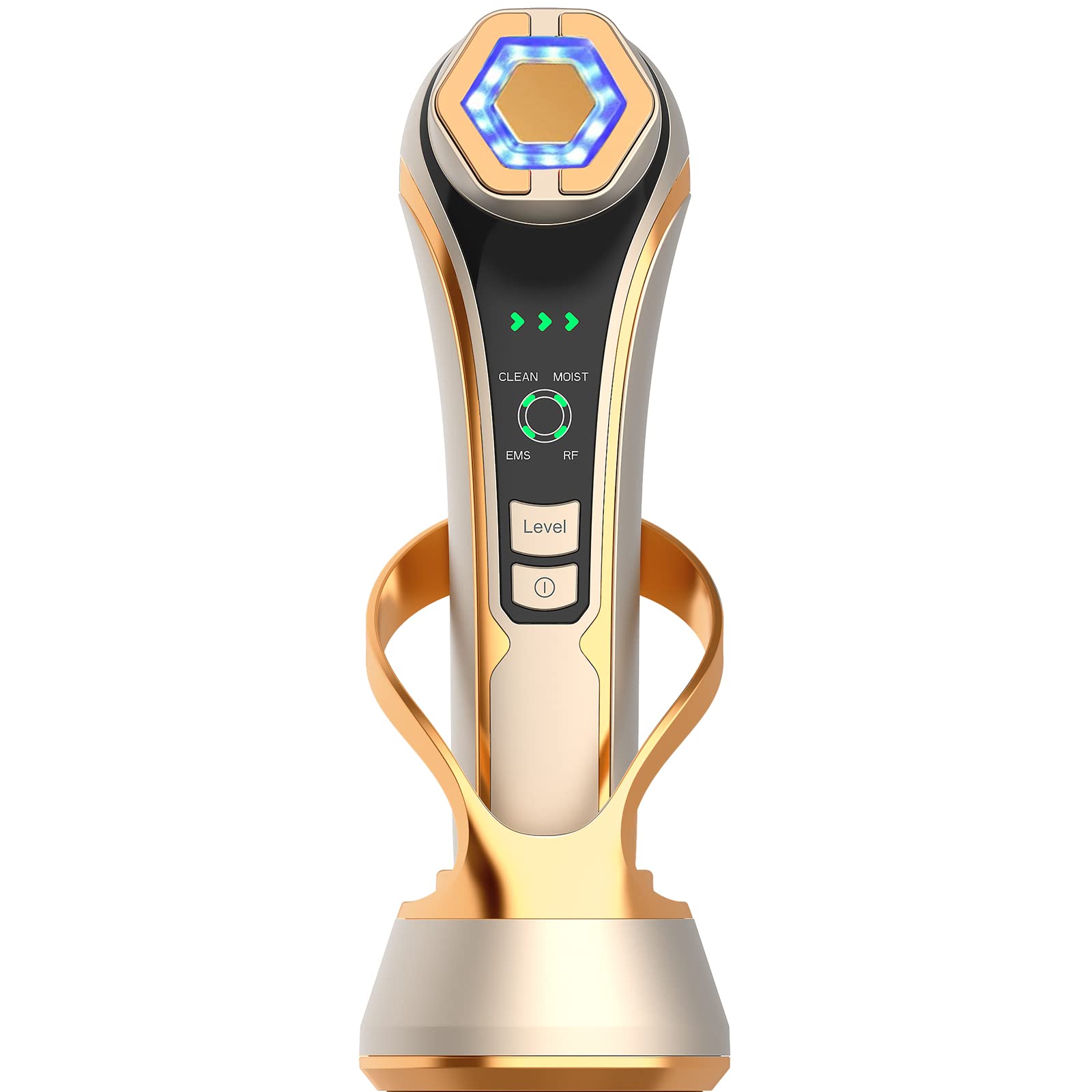 Vimaydo 【2023 革新版 】美顔器 RF美顔器 イオン導出 イオン導入 E M S 微電流 LED搭載 1台6役 4種類モード 3段階レベル 超音波振動 クレンジング 毛穴汚れとり 肌引き締