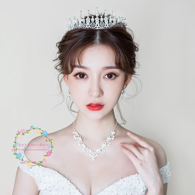 ウェディング ヘッドドレス 安い ティアラ ネックレス ピアス/イヤリング 結婚式 髪飾り 花嫁 パ