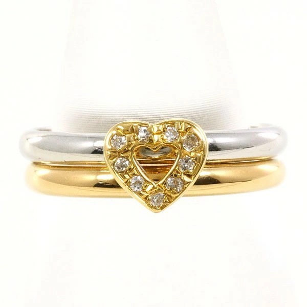 PT900 プラチナ K18YG リング 指輪 7.5号 ダイヤ ジュエリー 中古