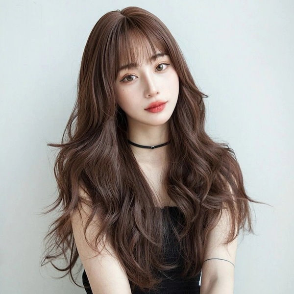 ウイッグ 女性ロングヘア新しいヘアカバーラウンドフェイスかわいいネットレッドウー ウイッグ 甘辛く 女性ロングヘア新しいヘアカバーラウンド