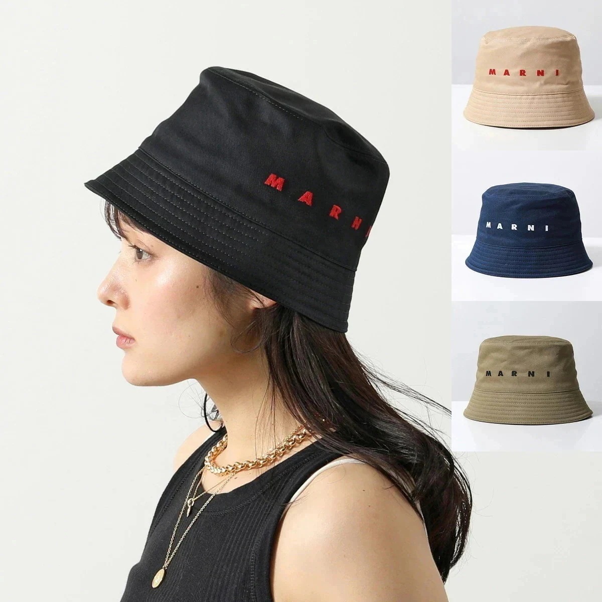 MARNI マルニ バケットハット CLZC0110S0 UTC311 レディース コットン ロゴ刺繍 帽子 カラー4色】