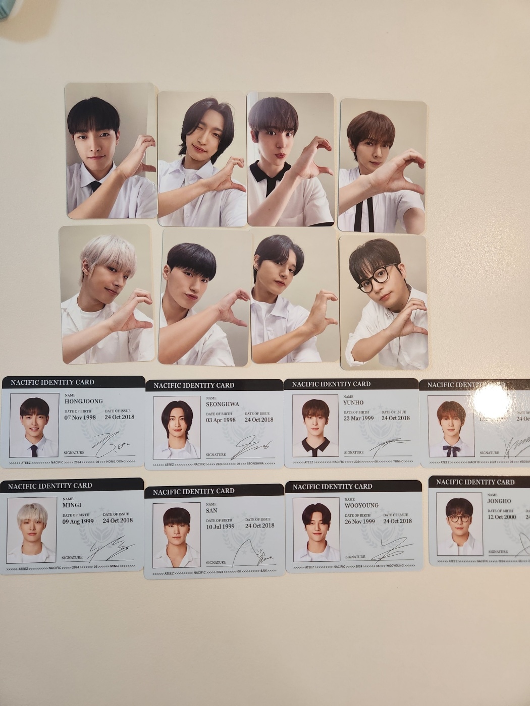 Ateez NACIFIC Dear youth Ver. Double Sided Selfie PHOTO CARD +Student ID FULL SET