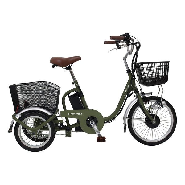 E-PARTON PLUS ノーパンクロータイプ電動アシスト三輪自転車 マットカーキ BEPN18PN北海道沖縄離島不可