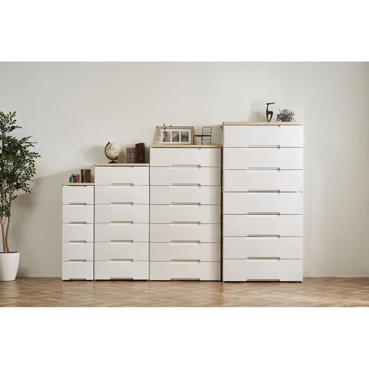 アイリスオーヤマ ウッドトップチェスト HG-556 ホワイト／ペアー 木天板 リビング 衣類収納 6段 幅56×奥行41.5×高さ119cm 11,621円