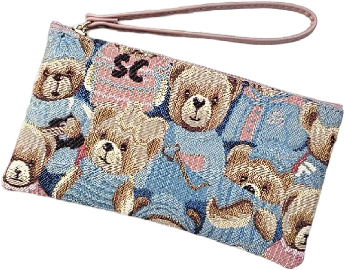 【20%OFFクーポン】くま 長財布 学生 レディース 英字柄 大きい 薄い ファスナー 財布 大容量 多機能 レシートと小銭 カード入れ スマホ入れ可 使いやすい 中仕切り有り お手頃 ウォレット