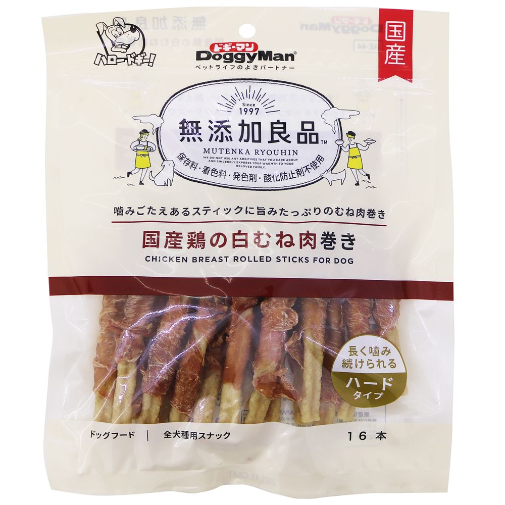 （まとめ買い）無添加良品 国産鶏の白むね肉巻き 16本 犬用おやつ [x4]