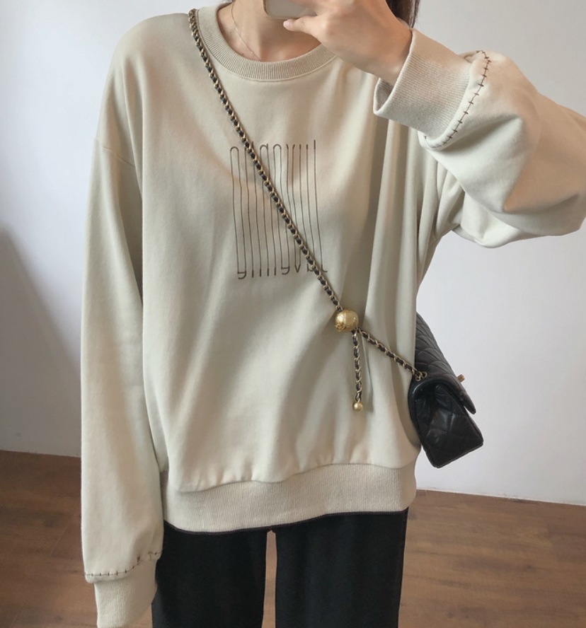 トップス デート モテアイテム スウェット 長袖 ラウンドネック コットン 可愛い きれいめ 上品 おしゃれ かっこいい 可愛い ラブリー キュート ガーリー クール モード系 セクシー