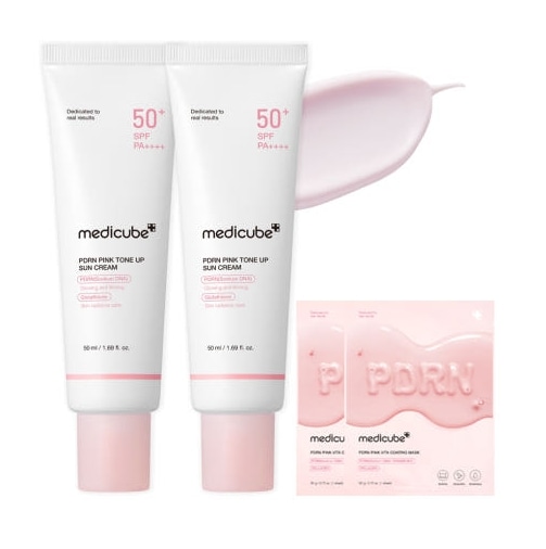 [new] PDRN ピーディーアールエヌ ピンク トーンアップ 日焼け止め 50ml (SPF50+) 2個+マスク2枚贈呈