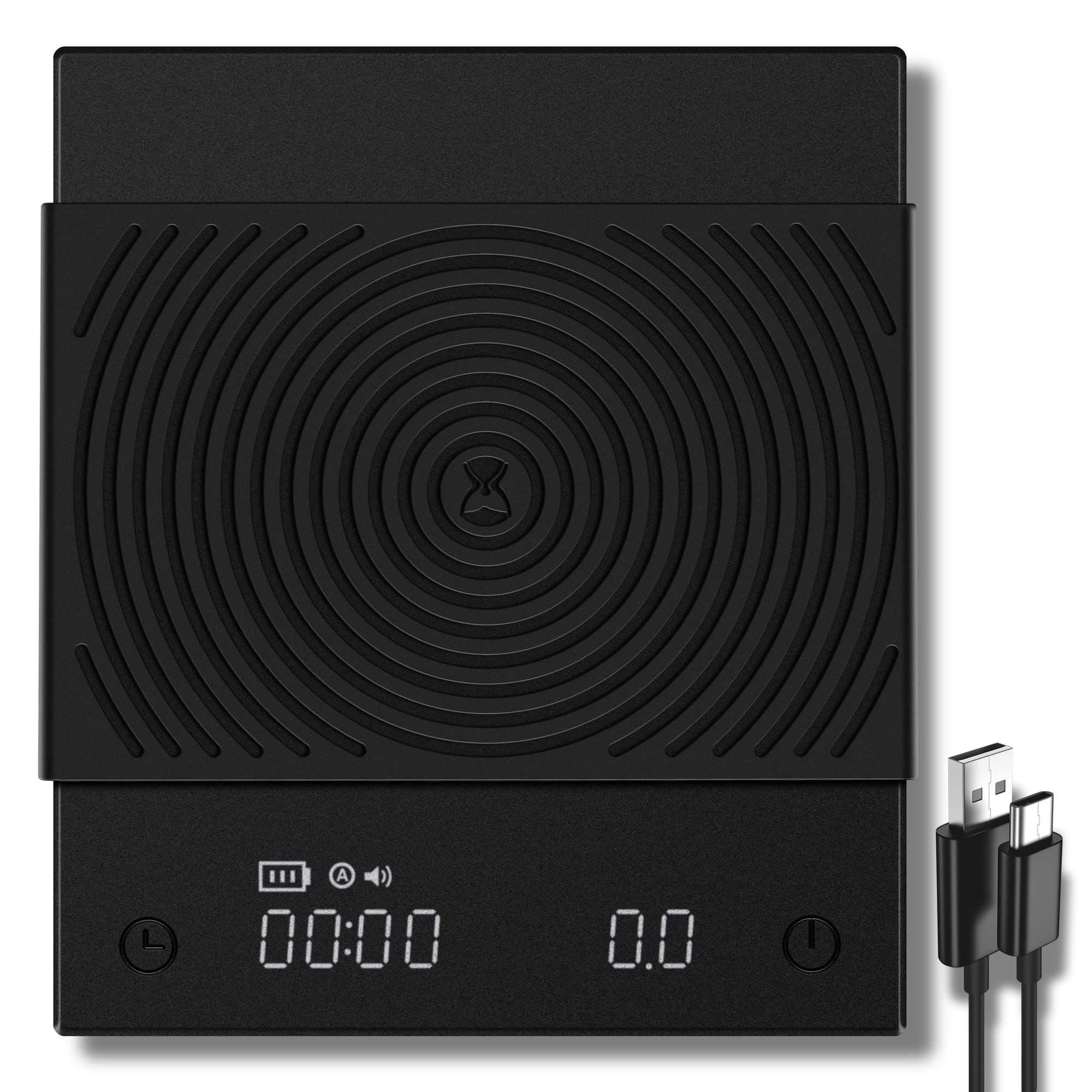 タイムモア ドリップスケール コーヒー スケール 計量器 デジタルはかり キッチン スケール 0.1g2000g タイマー付き USB充電式 ブラック basic 2