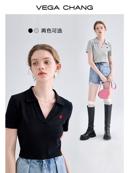 ポロカラーフレンチ半袖Tシャツ