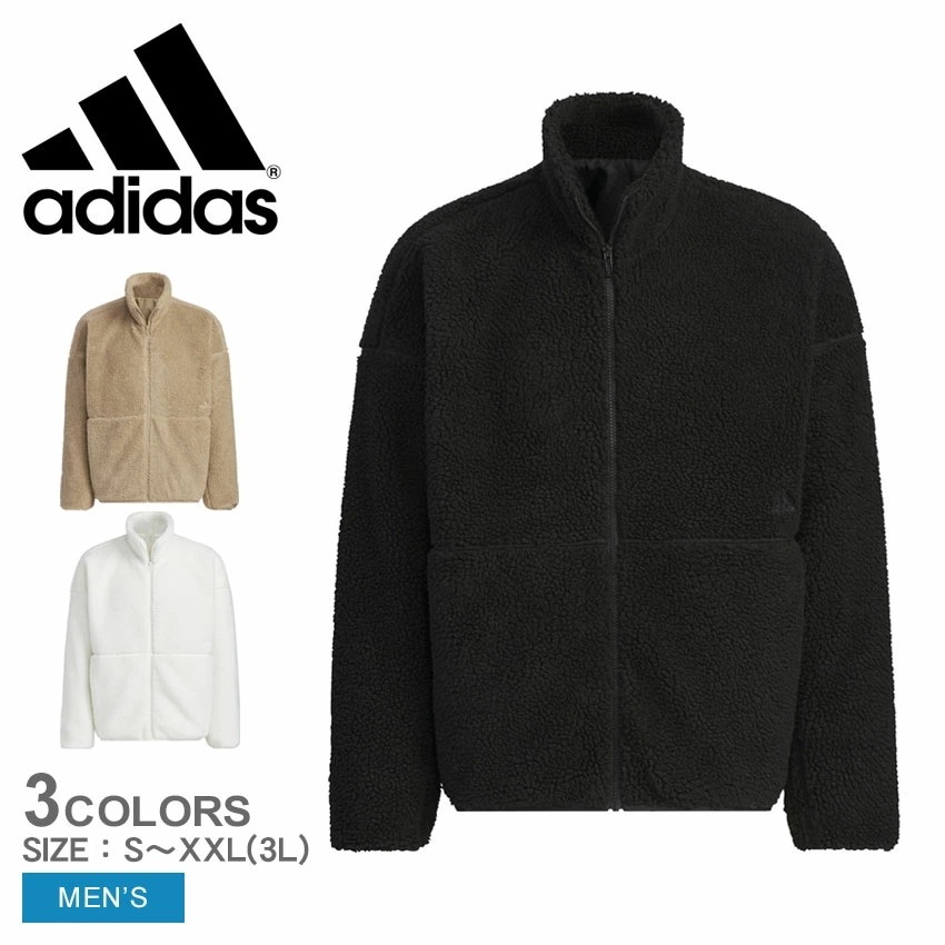 M MH SL ボアジャケット KWX69 メンズ 冬用 フリース 保温性 肌ざわり もこもこ カジュアル スポーティ トレンド 防寒 アウター ブラック 黒 ベージュ ホワイト 白