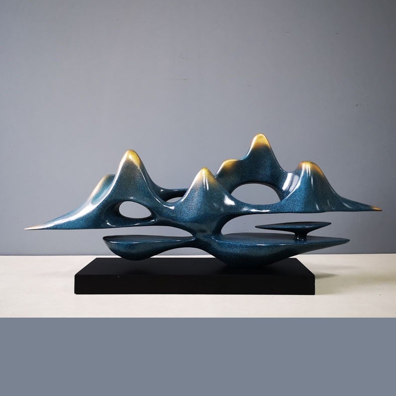 置物 オブジェ 宇宙 抽象画 樹脂 彫刻 アート装飾 ブルー ホワイト ゴールド お洒落 モダン アート ディスプレイ インテリア ホームデコ 玄関 4-7