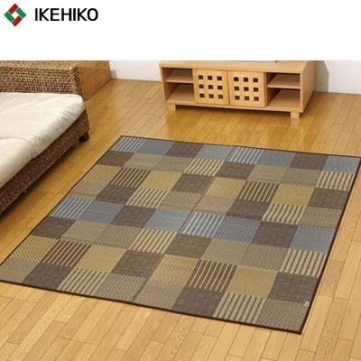 イケヒコ・コーポレーション 純国産 い草花ござカーペット 『京刺子』 ブラウン 江戸間2畳（約174×174cm） 4110202 【送料無料】