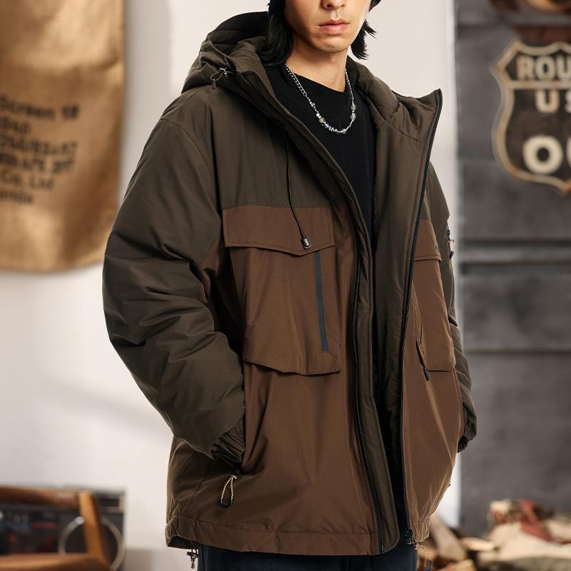 秋冬 コーデ メンズ 服 シンプル ファッション オシャレ 大人 かっこいい 大きいサイズ ストリート 紳士服 ハイエンド 厚手 綿 衣類 フード付き 登山 ジャケット レトロ コットン ジャケット