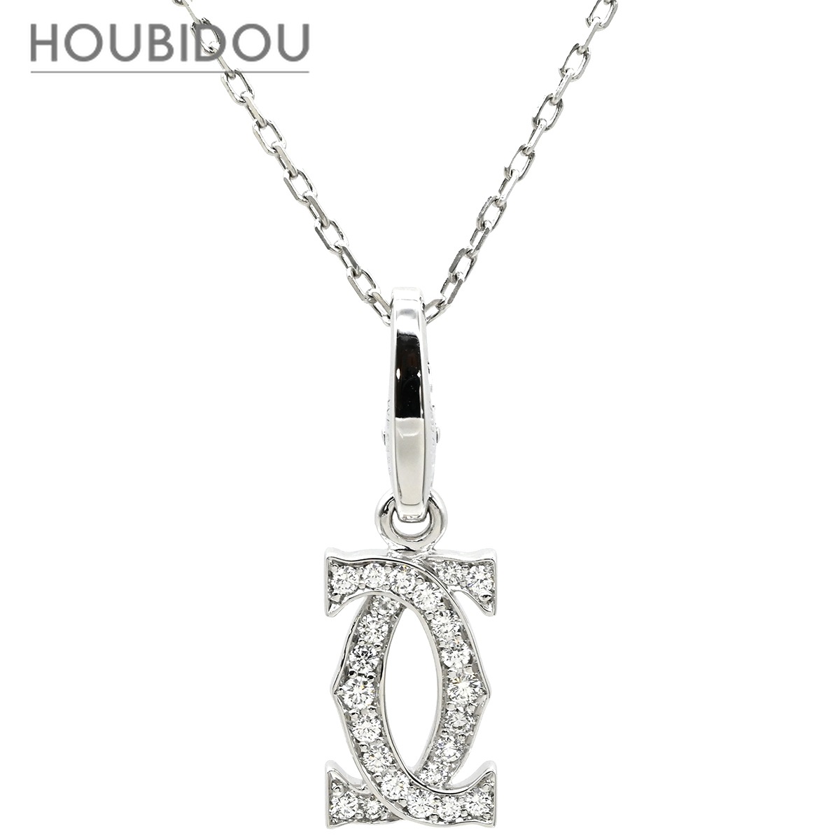 カルティエ ネックレス 2C ダイヤ チャーム ネックレス ホワイトゴールド Cartier 18K Au750 WG ダイヤモンド 【中古】