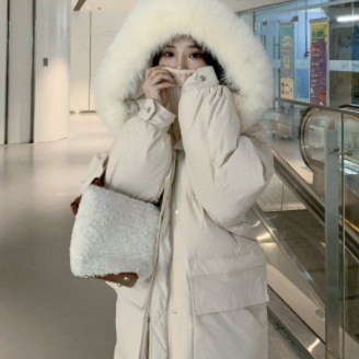 ﾊﾟｯﾄﾞ入りダウンジャケット アウター シンプル スイート ブラック 黒 ホワイト 白 パープル