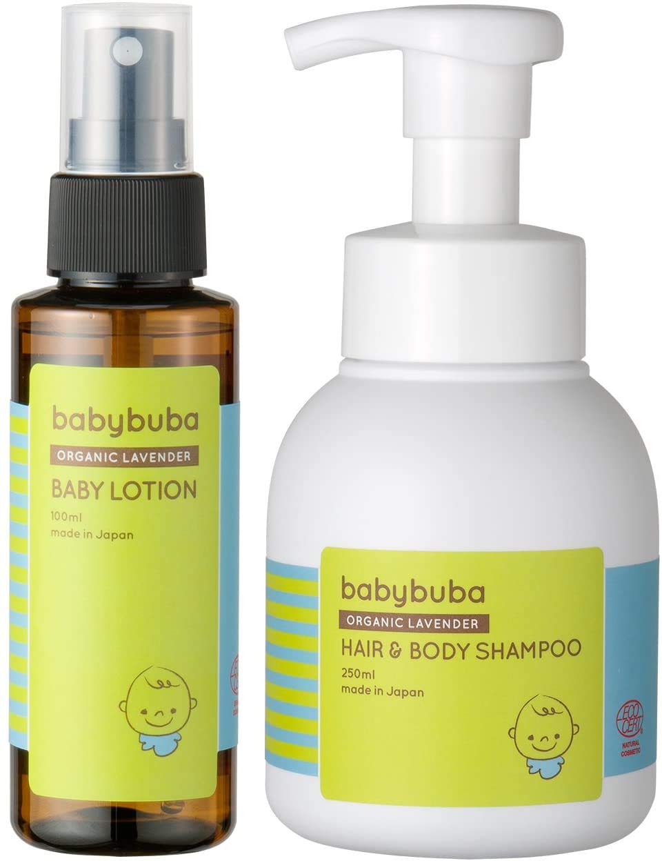 babybuba (ベビーブーバ) オーガニック ベビースキンケア 【 シャンプー ＆ ローション 】 しっとり保湿 ベビースキンケア 全身 リラックス効果 日本産 (新生児から使える)