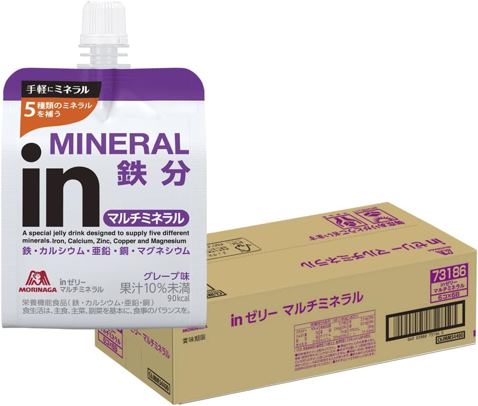inゼリー マルチミネラル グレープ味 (180g×36個) 栄養補助ゼリー 不足しがちなミネラル配合 10秒チャージ 5種類のミネラル 鉄分 カルシウム 亜鉛 銅 マグネシウム 栄養機能食品(鉄・カ