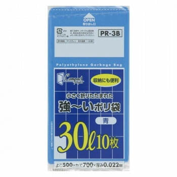 ジャパックス コンパクト強いポリ袋30L 青 10枚x60冊 PR3B