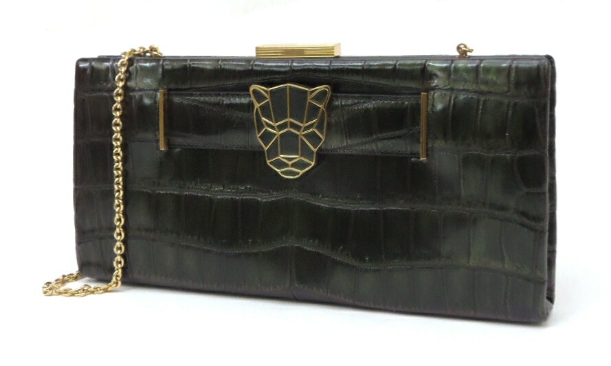 Cartier ﾊﾟﾝﾃｰﾙ ﾄﾞｩ ｶﾙﾃｨｴ ｸﾗｯﾁﾊﾞｯｸﾞ 2WAY ﾀﾞｰｸｸﾞﾘｰﾝ玉虫 ｸﾛｺﾀﾞｲﾙ 【中古】(54778)