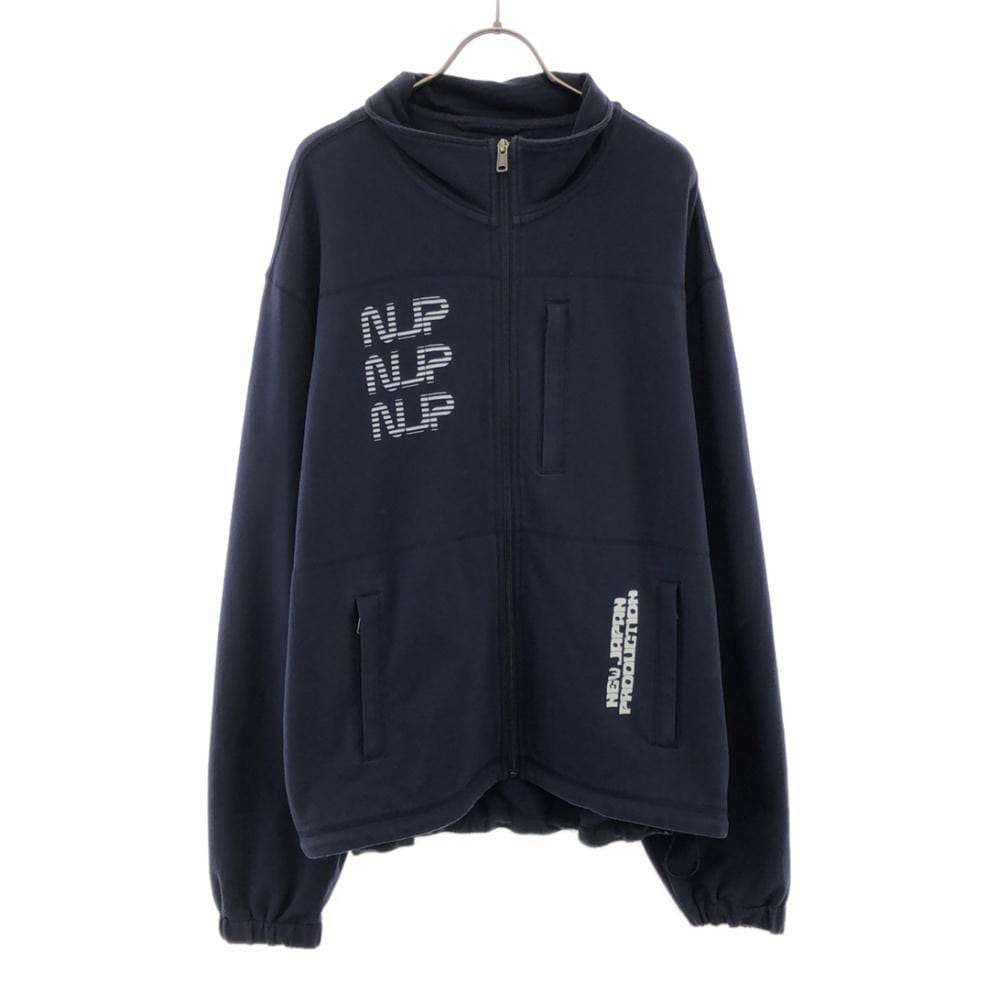 ネーム プリント 長袖 スウェット ジップジャケット L ネイビー Name. バックプリント メンズ