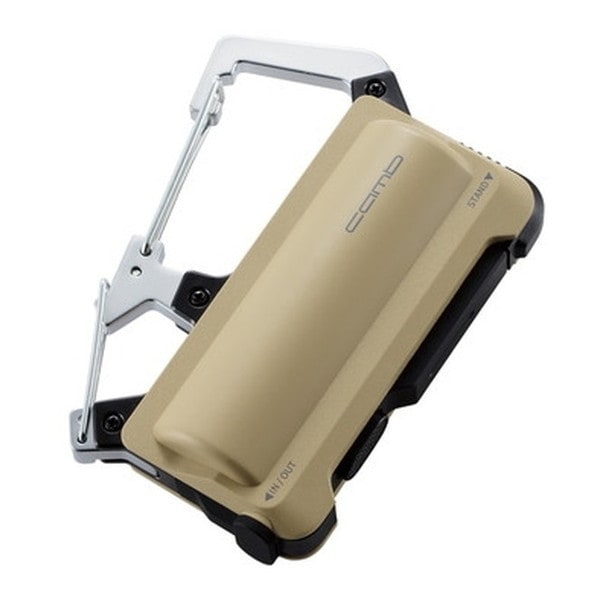 DE-C35L-5000BE ベージュ モバイルバッテリー (5000mAh 防水 防塵 IP44 12W/2.4A 入出力(Type-C 1) カラビナ 耐衝撃) メーカー直送