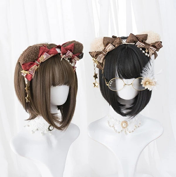 ウィッグ フルウィッグ ボブウィッグ ブラウン ブラック ボブヘアー ショートボブ 前髪あり ふんわり前髪 ナチュラル 原宿風 かつら ぱっつん前髪 茶髪 黒髪 ショート コスプレ 可愛い 耐熱ウィッ