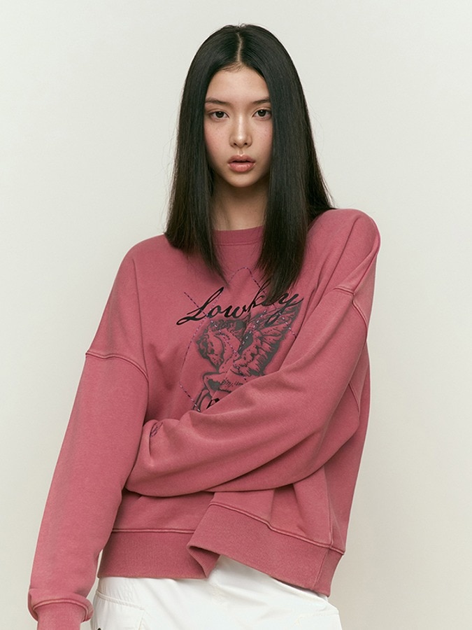 LUNA WASHING UNICORN GRAPHIC SWEATSHIRT [DARK PINK]