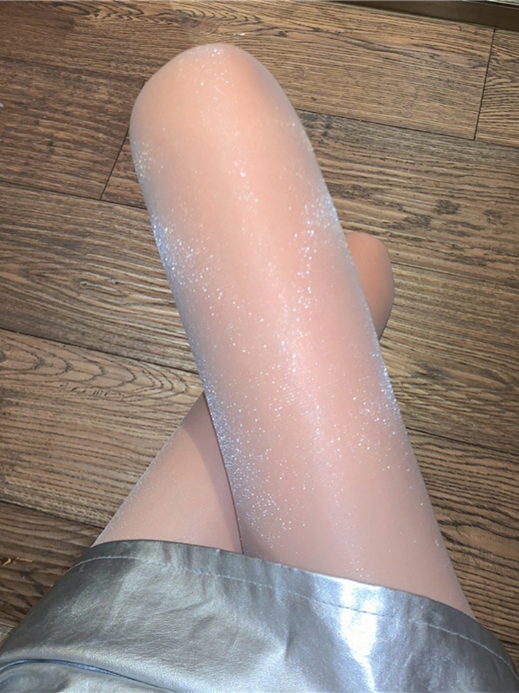 本物 明るいクリスタルパールストッキング女性の長い脚ヌード薄片透明裸脚アーティファクトブラックソックスイン ＼半額SALE