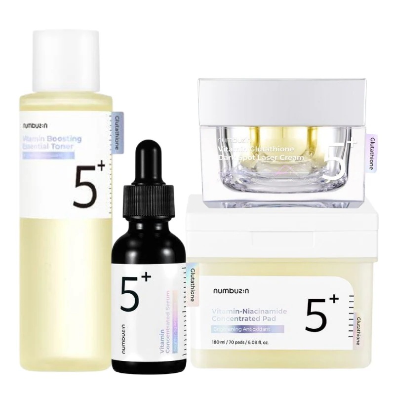 5番 白玉グルタチオンc 4点 セット(フィルムパッド 70枚+トナー 200ml+痕跡アンプル 30ml+クリーム 50ml) / 韓国 人気 ブライトニング ビタc スキンケアセット エイジング