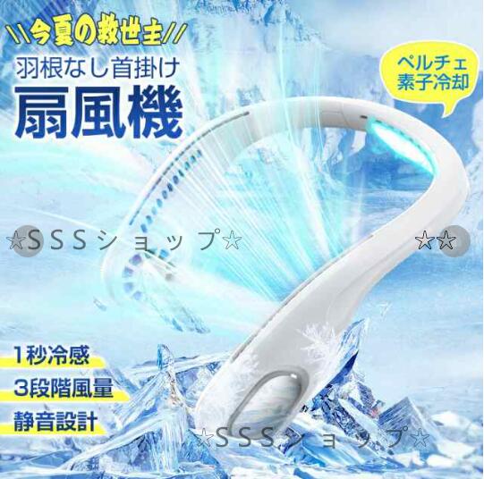 首掛け扇風機 ネッククーラー 冷却プレート付き 携帯扇風機 USB充電式 羽のない扇風機 360冷却 風量3段階調節 物理的な冷却