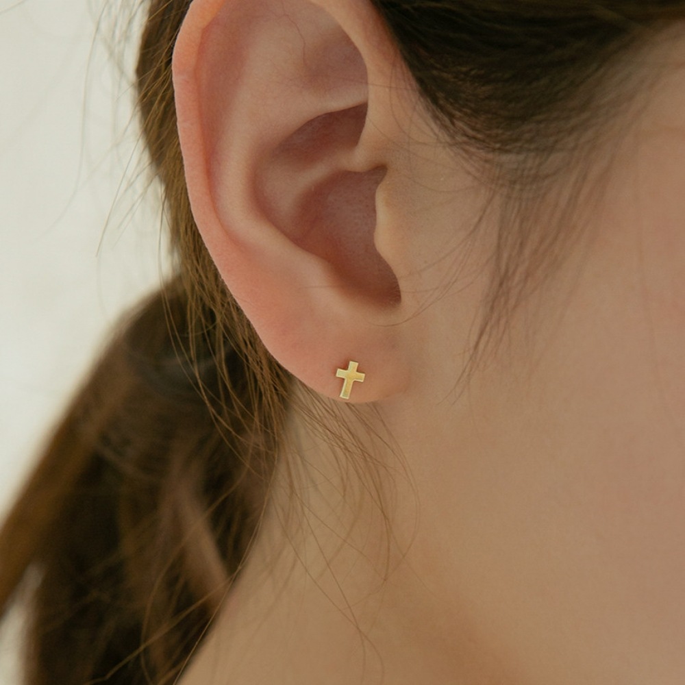 LUNNE 14k ベーシックミニクロスピアス 14k ゴールド #ES19
